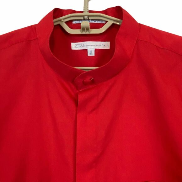 Men's 70s Shirt Vintage Diamante Single Needle Tailoring Button Up Neck Size 18 - Picture 3 of 14